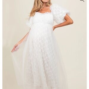 Elegant White Lace Maternity Dress